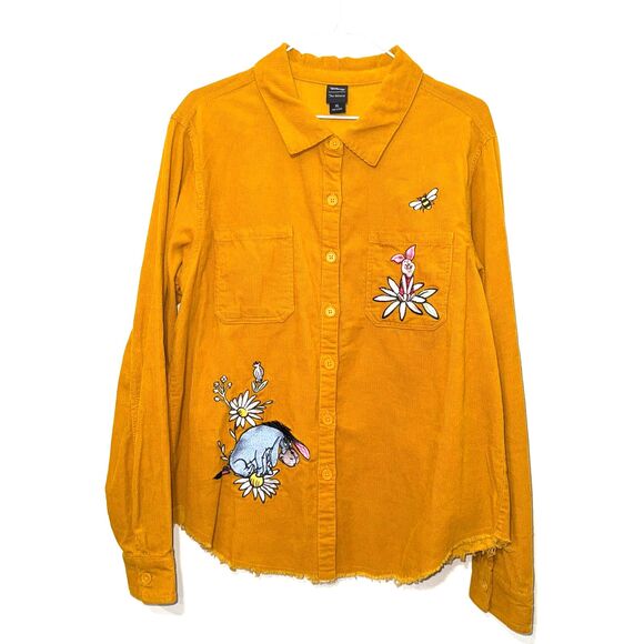 Disney Winnie The Pooh Corduroy Embroidered Button Down Shirt - Orange XL - Picture 3 of 11